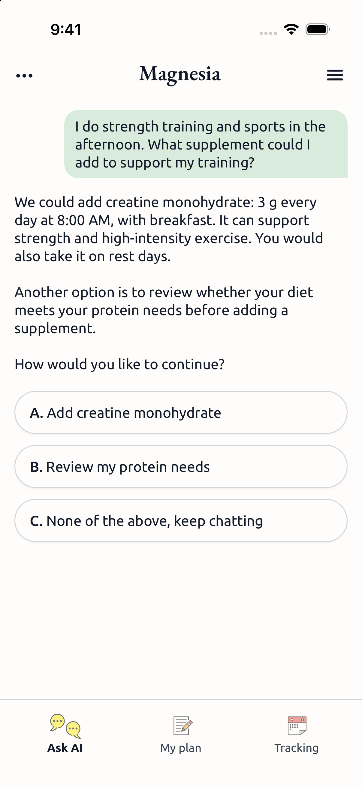 Ask AI about sports supplements