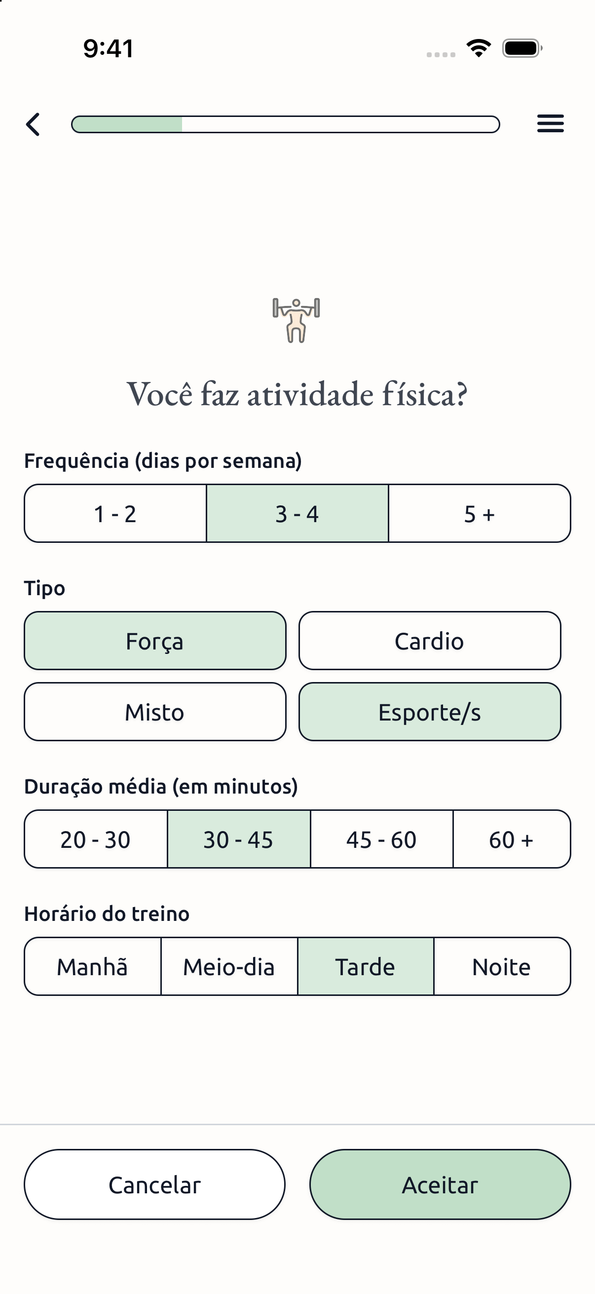 Atividade física no onboarding
