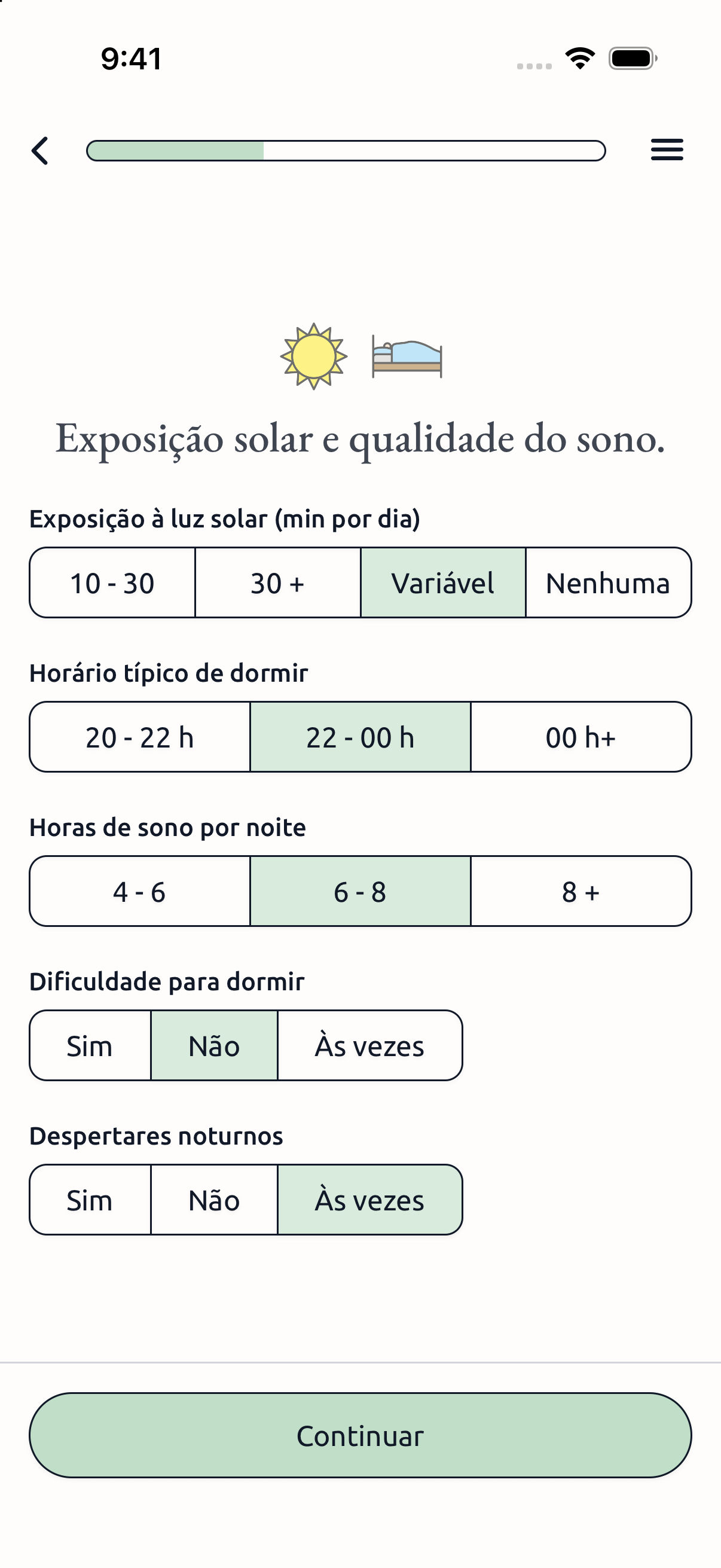 Sono e exposição solar no onboarding
