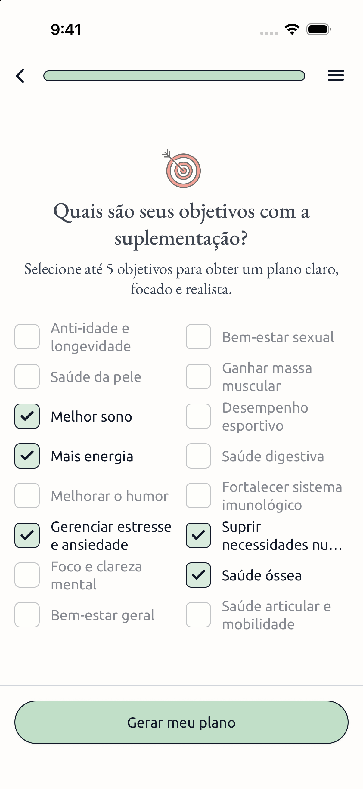 Objetivos da suplementação
